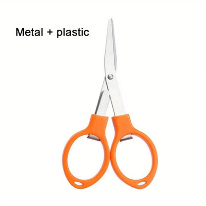 Folding Stainless Steel Scissors - Portable Fishing Line Cutter Sewing Needlework and Stationery Multi-Tool