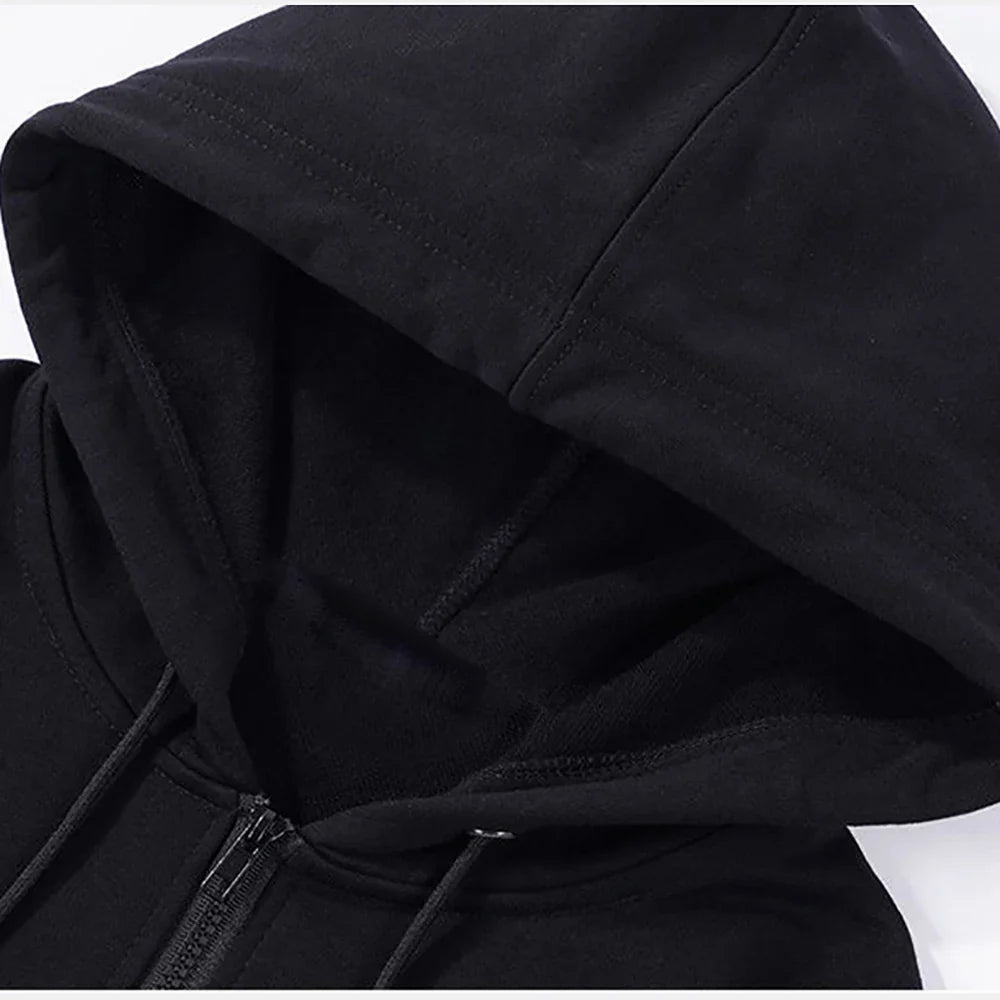 Men's Retro Zip-Up Hoodie – Loose Fit Gothic Harajuku Streetwear Jacket with Long Sleeves – Y2K High Street Style