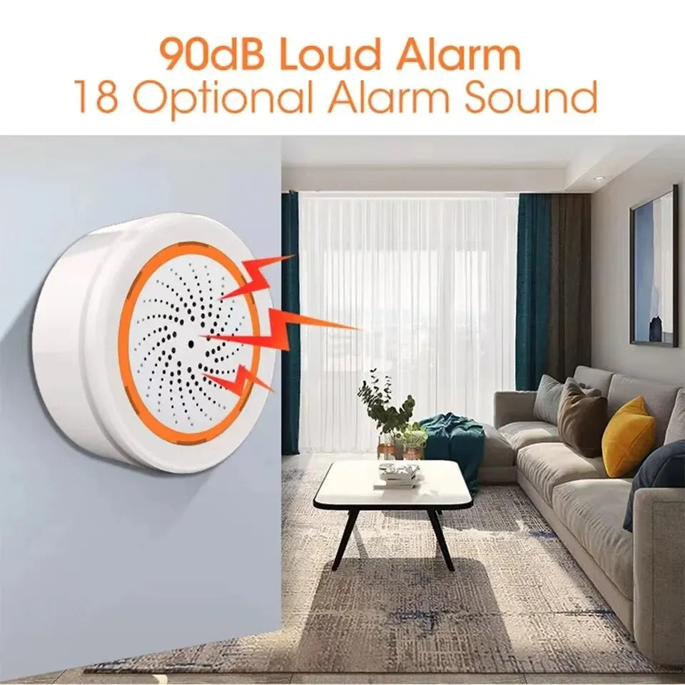 ONENUO Tuya Zigbee Smart Siren Alarm - Home Security Strobe Alert Device With USB Power Cable & Built In Battery