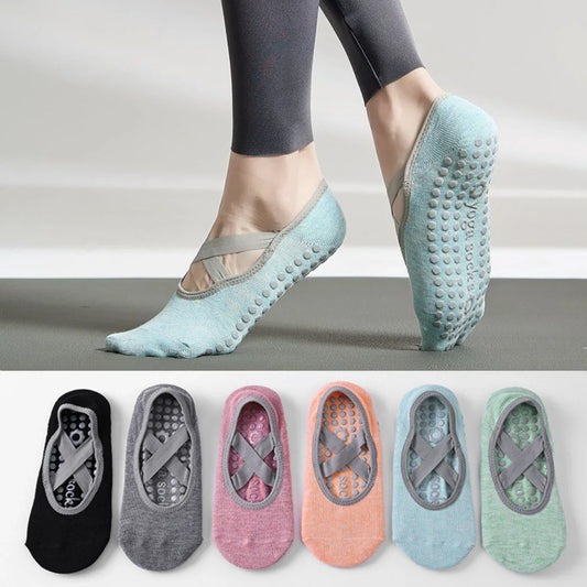 1 Pair Professional Women’s Yoga Socks – Silicone Anti-Slip Ballet and Pilates Socks, Breathable Bandage Dance Sports Socks