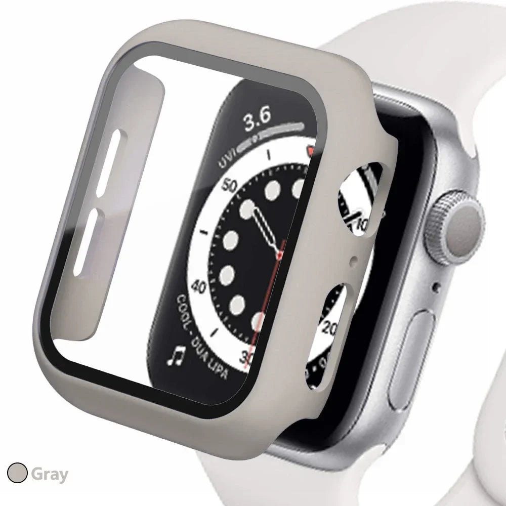 Tempered Glass Screen Protector Case for Apple Watch - Series 8 7 6 SE 5 4 3 Protective Cover Accessories 41mm 40mm 44mm 45mm 42mm