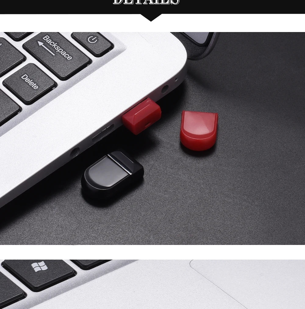 Black Mini USB 2.0 Pen Drive – High-Speed 64GB & 128GB Oval Flash Memory Stick with Keychain, Ideal Business Gift