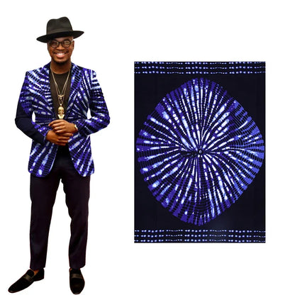 African Cotton Ankara Fabric - Nigerian Batik Blue Dress Material 3/6 Yards