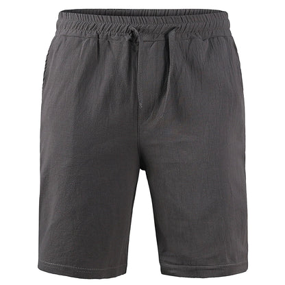 KB Men's Cotton Linen Shorts - Breathable Solid Color Summer Streetwear Pants S-3XL
