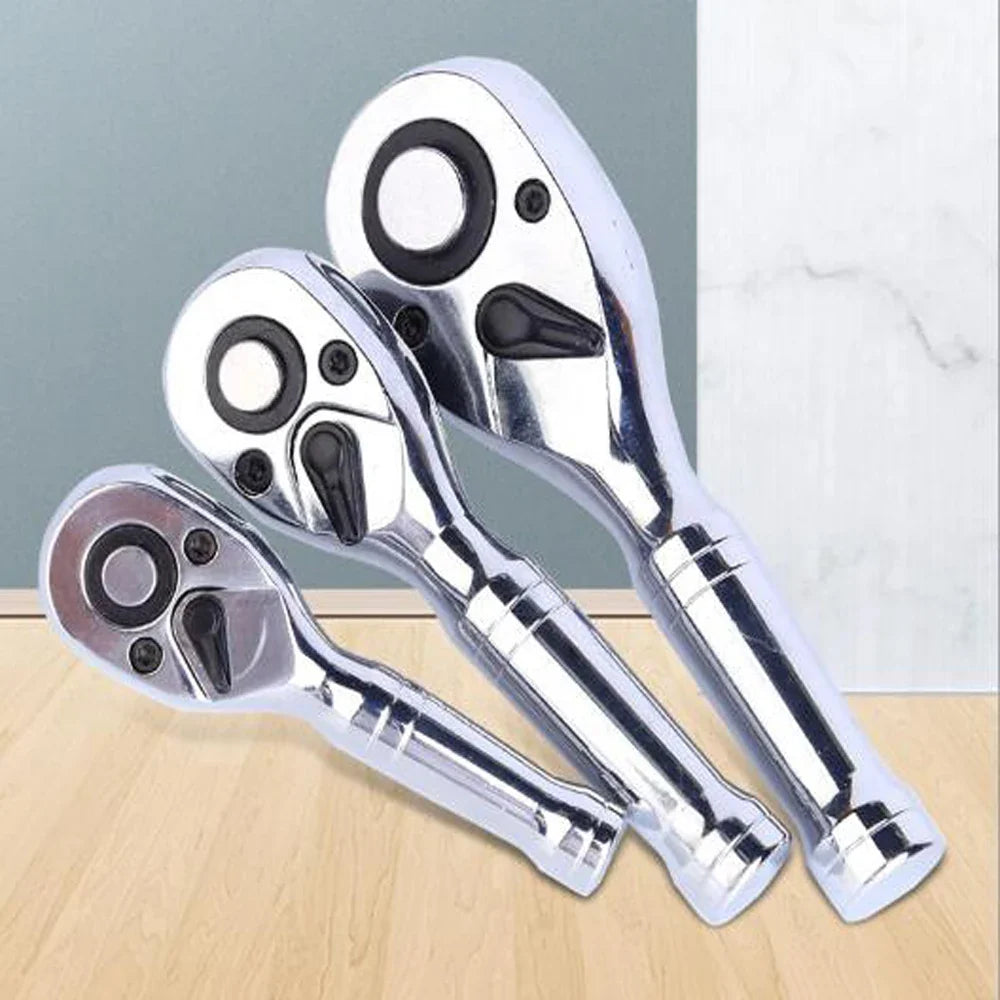 72-Tooth Mini Ratchet Wrench - 1/4, 3/8 & 1/2 Inch Short Handle Repair Tool