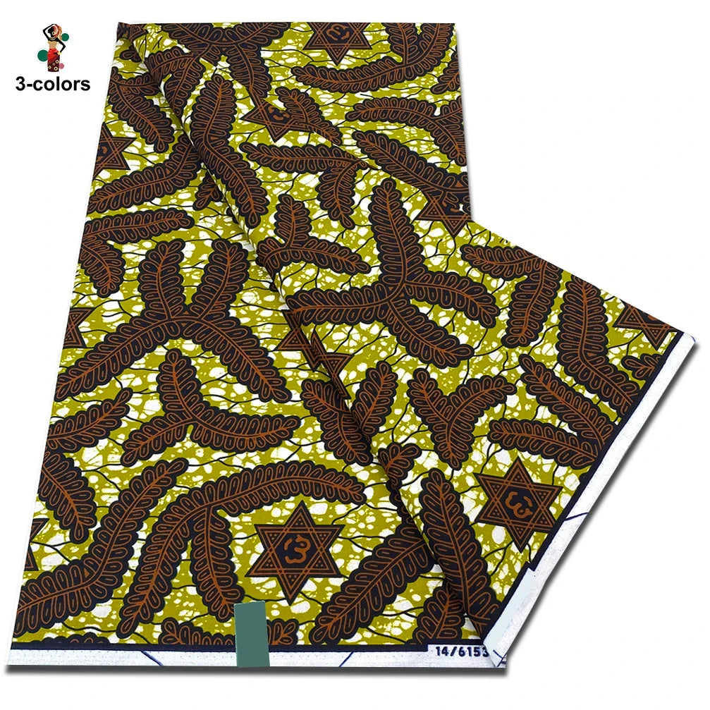 African Real Wax Print Fabric - 100% Cotton Soft Ankara Pagne Material for Dresses