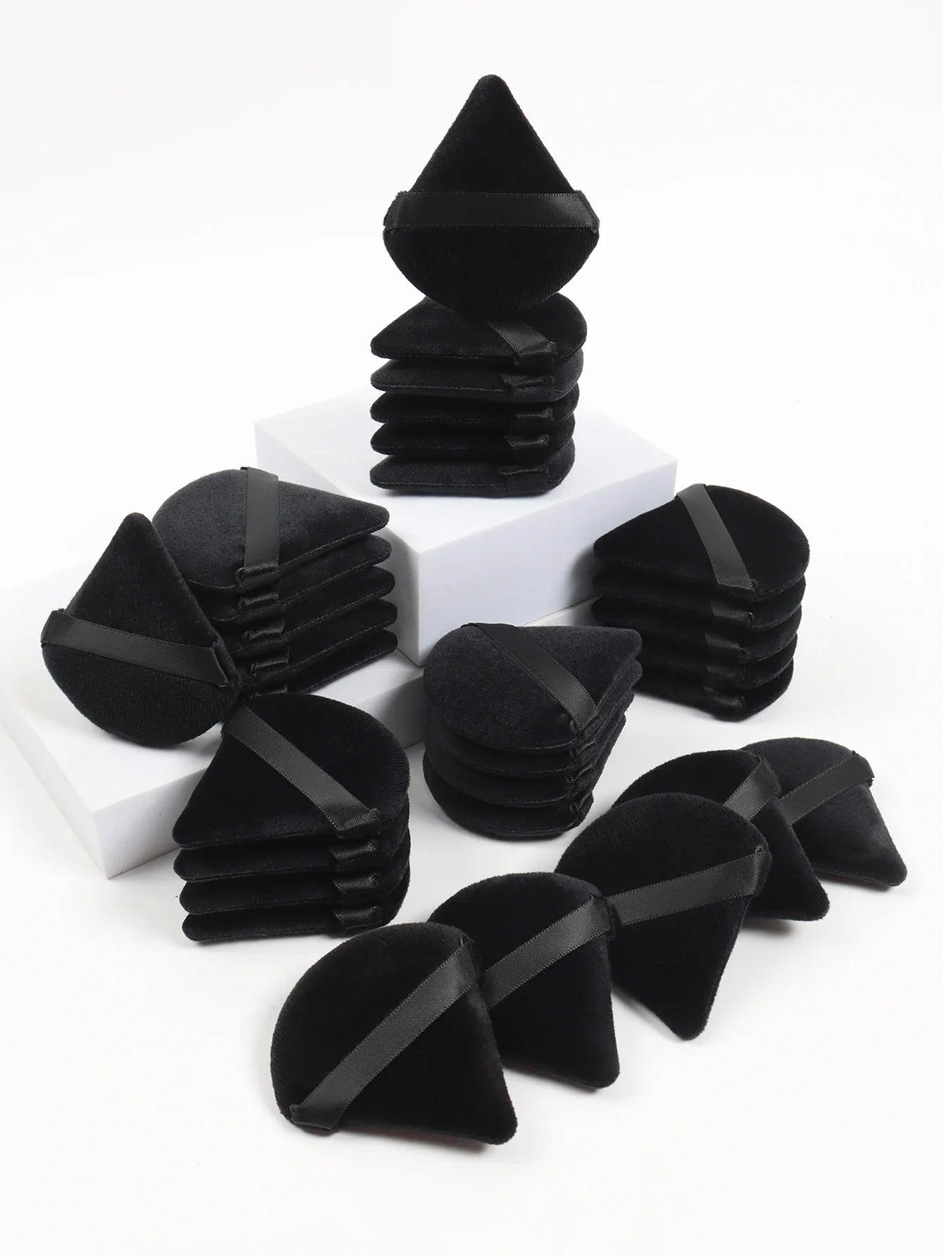 Black Triangle Makeup Puff - Soft Velvet Facial Sponge for Foundation Blending and Cosmetic Application