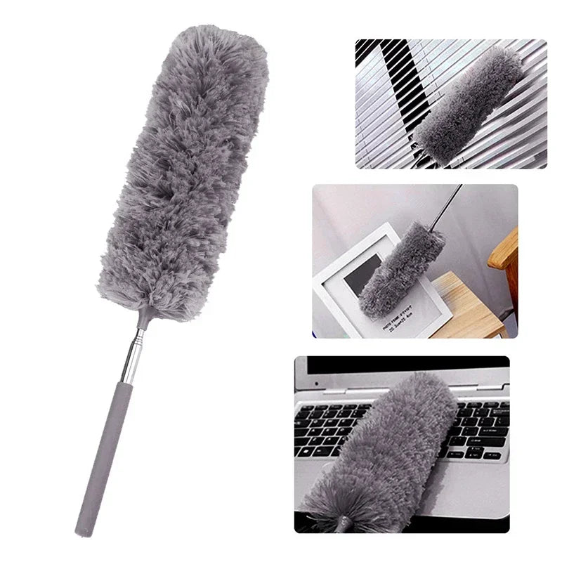 360° Electrostatic Dust Duster - Telescopic Flexible Microfiber Cleaning Brush with Stainless Steel Handle