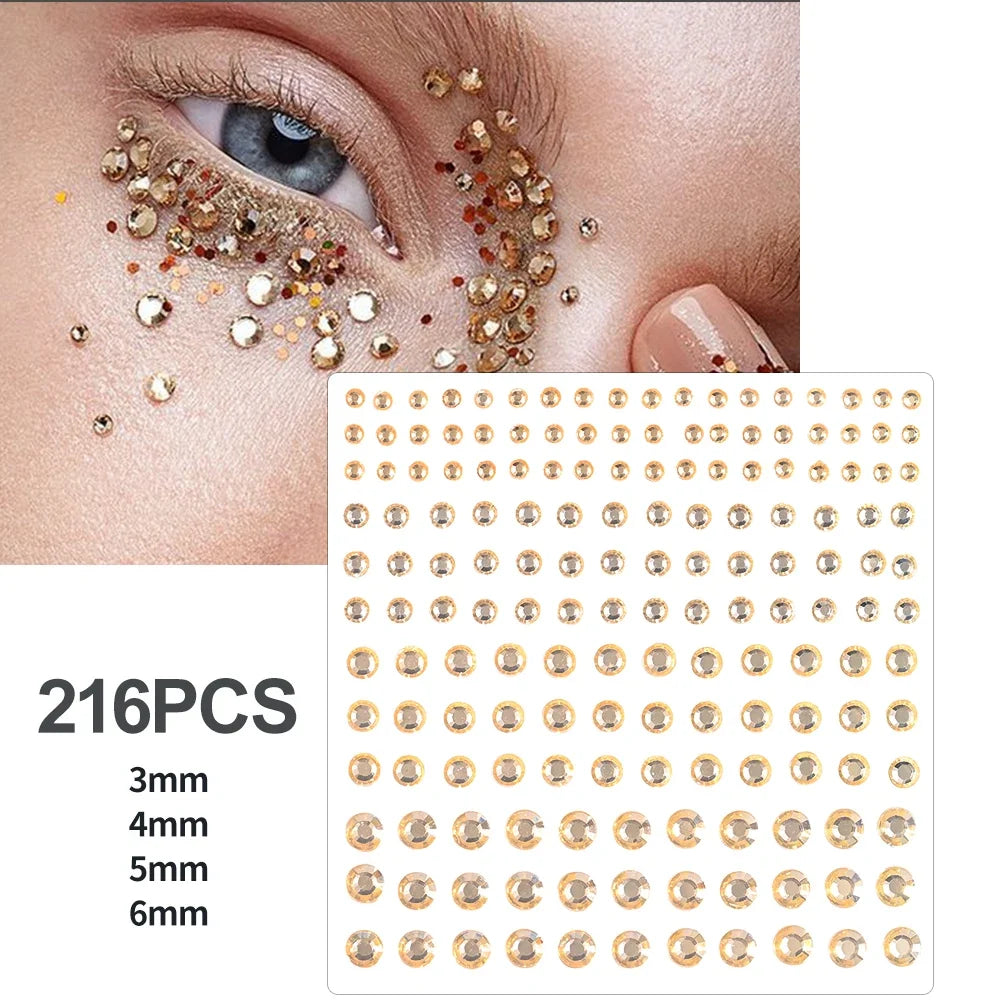 3D Holographic Teardrop Rhinestone Stickers - Self-Adhesive Crystal Diamond Face, Eye & Hair Decoration Tattoos
