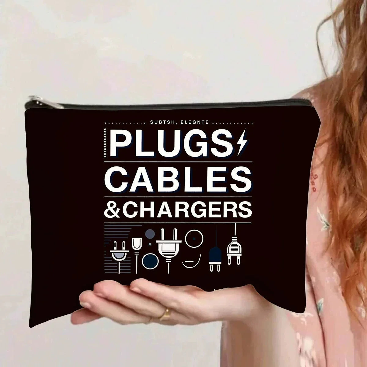 Cute Cable & Charger Organizer Pouch - Zipper Storage Bag for Makeup, Cosmetics, Tech Accessories, and Travel
