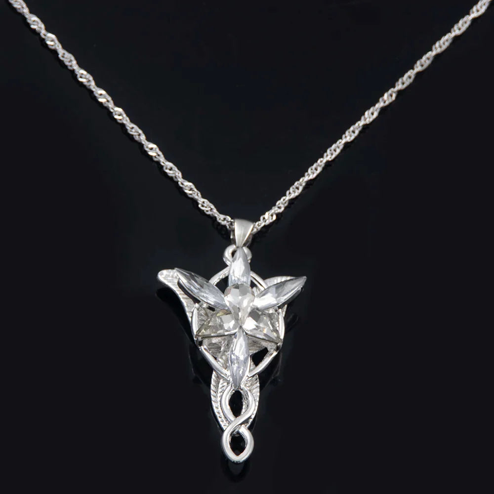Lord of the Rings Arwen Evenstar Necklace – Elf Princess Crystal Pendant Choker Jewelry Gift for Women