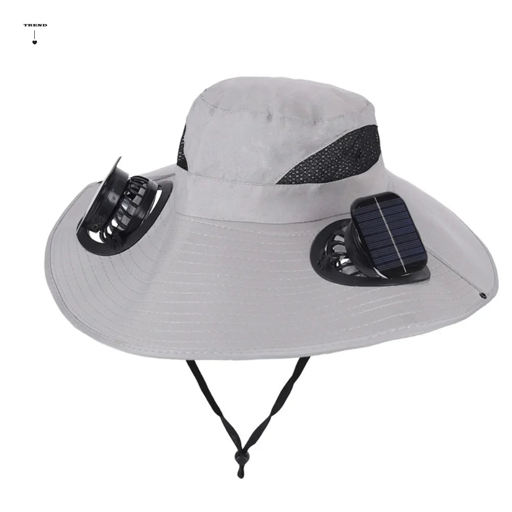 Solar Fan Hat - Breathable 3-Speed Cooling Visor Cap with UV Protection for Fishing & Summer
