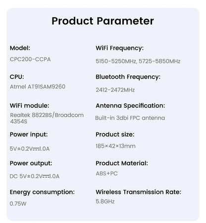 CarlinKit Wireless CarPlay Adapter — USB Dongle for Android Auto, MirrorLink, Waze & Spotify Car Multimedia