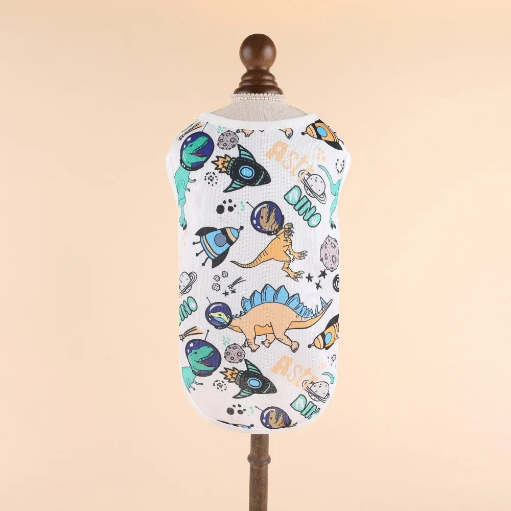 Cooling Summer Pet Vest - Soft Cartoon Dog Cat Shirt for Small Medium Large Dogs Puppy French Bulldog Clothing