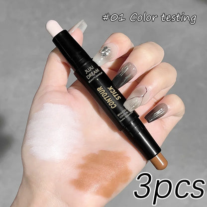 Double Ended Contour Stick - Highlight & Nose Shadow Makeup for 3D Face Sculpting and Brightening