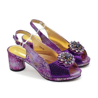 Women’s Purple Italian Shoe & Bag Set - Elegant Heeled Party & Wedding Accessories