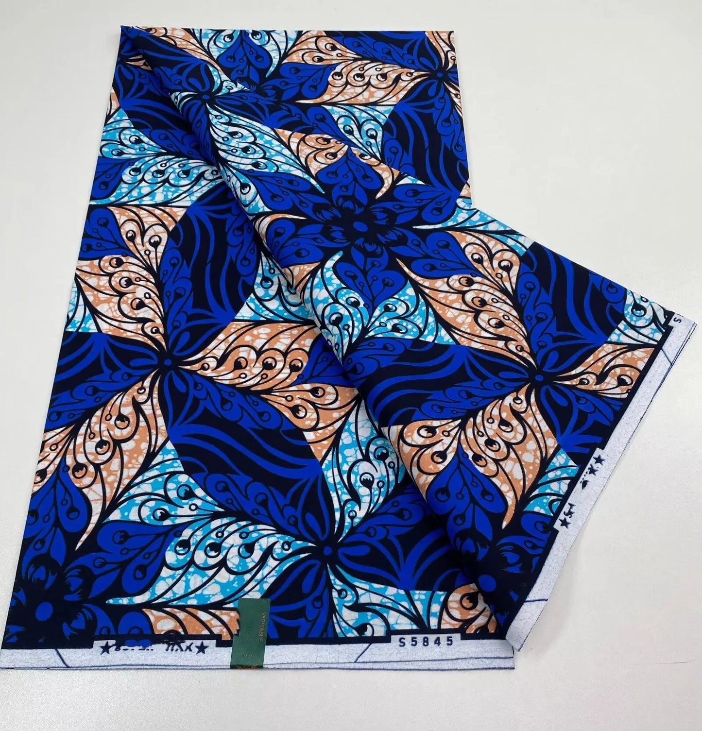 African Real Print Ankara Wax Fabric - Soft 100% Cotton Pagne 6 Yards