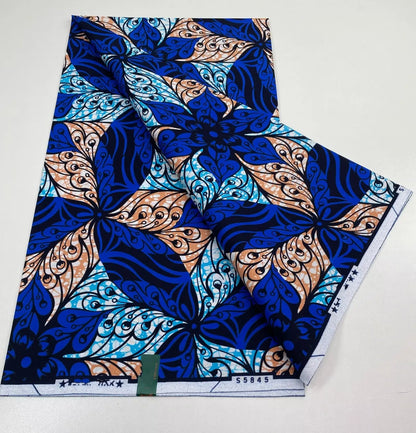 African Real Print Ankara Wax Fabric - Soft 100% Cotton Pagne 6 Yards