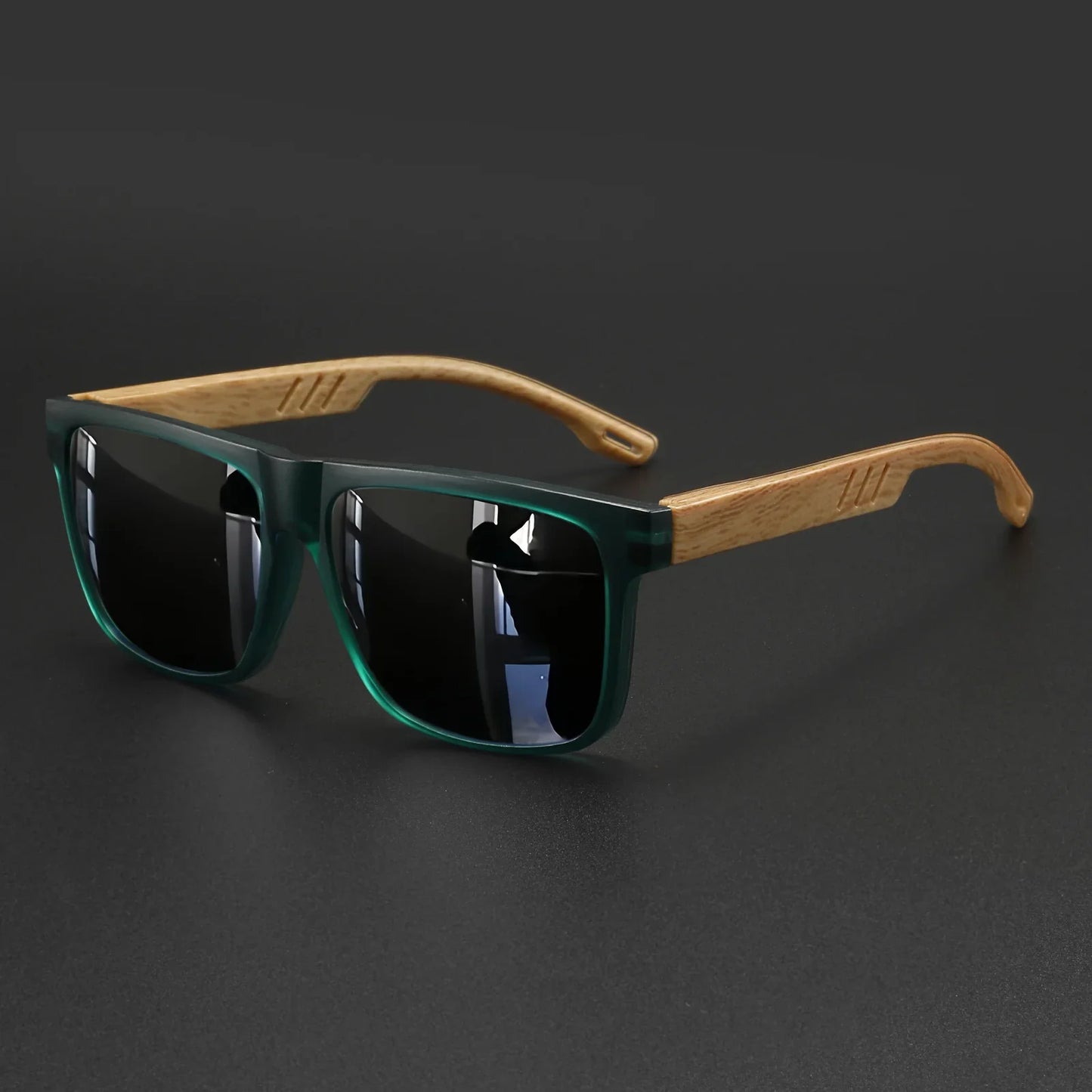 Wood Grain Square Sunglasses - UV400 Unisex Fashion Eyewear for Driving, Hiking & Travel