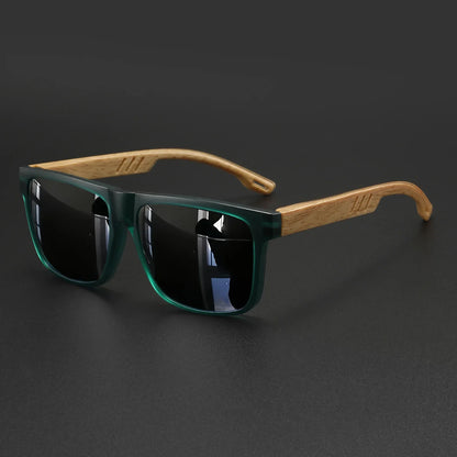 Wood Grain Square Sunglasses - UV400 Unisex Fashion Eyewear for Driving, Hiking & Travel
