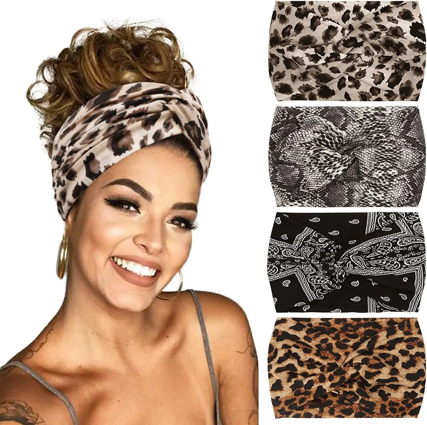 Wide Stretch Printed Sports Headband – 18cm Athletic Sweatband & Hairband