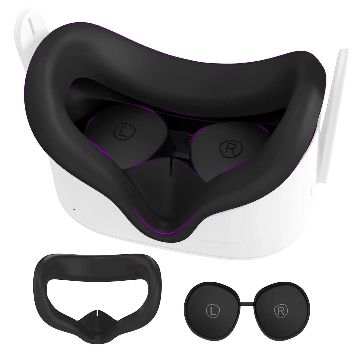 Oculus Quest 2 Face Pad Cover with Lens Protectors — Washable Silicone VR Cover for Meta Quest 2 Accessories