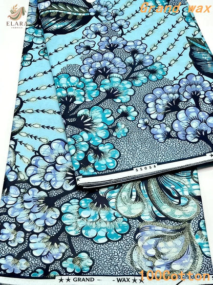 Grand Super African Wax Fabric - 100% Cotton Nigerian Glitter Glam Gold Ankara Print for Sewing