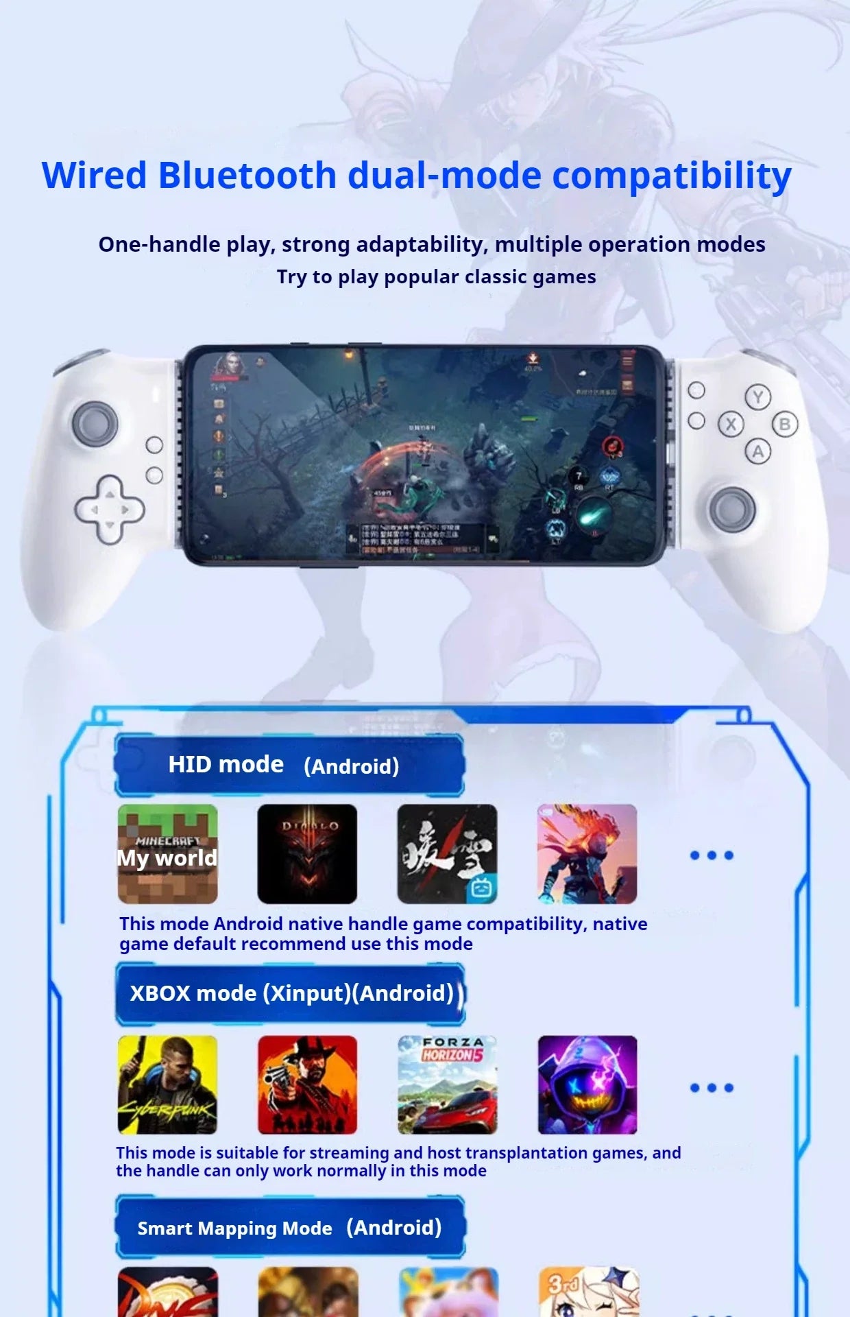 Memo S3 Gamepad Type-C Mobile Controller – Hall Effect Stretching Handle, Joystick for Android, PS Cloud Game, Customized
