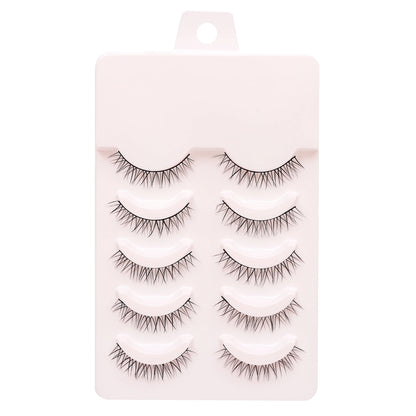 5 Pairs Manga Style Cosplay False Eyelashes – Soft Natural Short Mink Strip Lashes with Clear Band