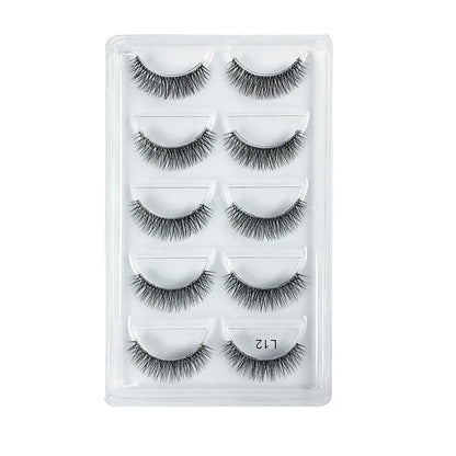 5 Pairs Manga Style Cosplay False Eyelashes – Soft Natural Short Mink Strip Lashes with Clear Band