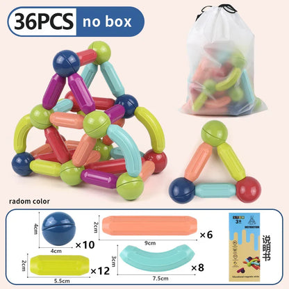 Magnetic Building Blocks Set – Montessori Educational Stick & Rod Constructor Toys for Kids Boys & Girls