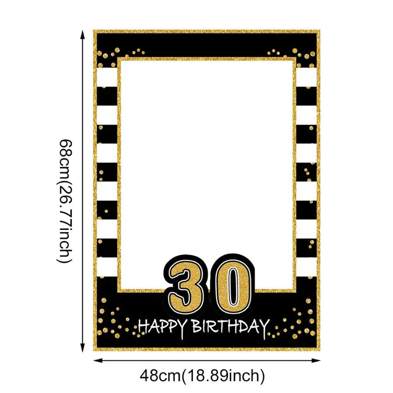 Birthday Photo Booth Frame Props - 16th, 21st, 30th, 40th, 50th, 60th and 1st Year Old Party Decorations, Adult Photo Booth Props