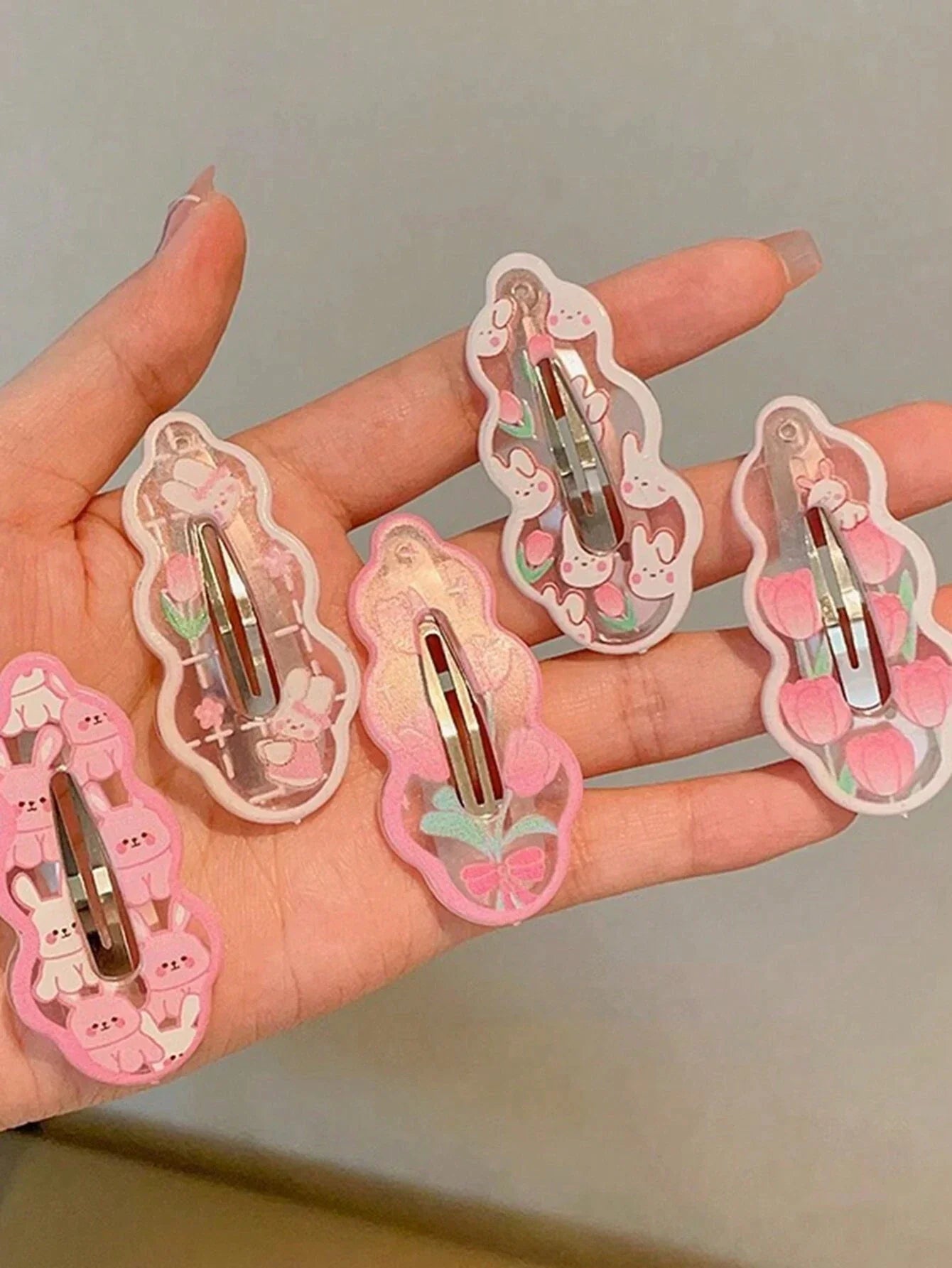 Cute Pink Rabbit Hair Clips - Bangs & Side Hair Clips for Daily Wear, School & Girls' Hair Accessories