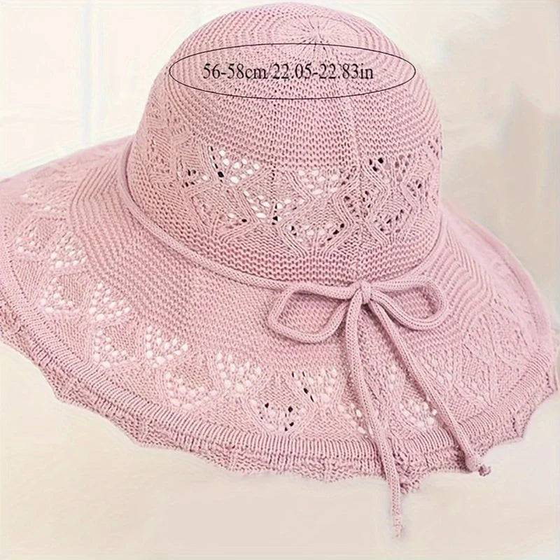 New Summer Straw Sun Hat for Women – Wave Brim Beach Hat with Sun Protection