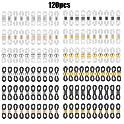 120PCS Eyeglass Chain Connector Set - Adjustable Anti-Slip Silicone Strap Holders for Women’s Glasses & Sunglasses