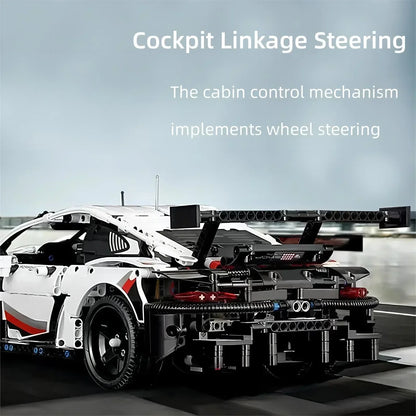 1580+PCS 1:10 Electric Sports Car Model - Assembled Building Blocks Compatible with 42096, Remote Control with Lights, DIY Birthday Gift