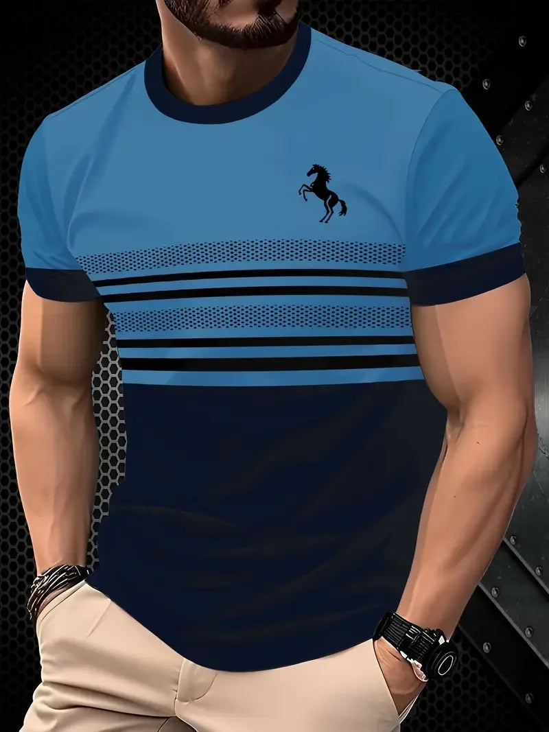 Men’s 3D Printed Sports T-Shirt - Breathable Round Neck Polyester Casual Summer Tee Top