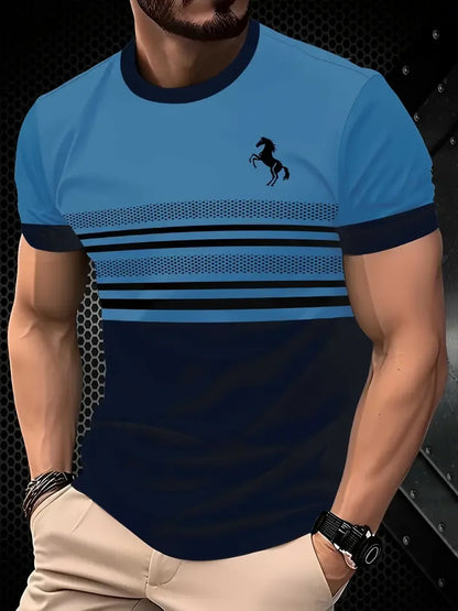 Men’s 3D Printed Sports T-Shirt - Breathable Round Neck Polyester Casual Summer Tee Top