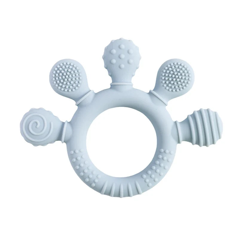 Baby Silicone Teether Toy - BPA Free Dental Chew Ring Bracelet for Infant Teething Relief and Kids Gift