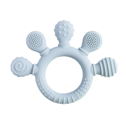 Baby Silicone Teether Toy - BPA Free Dental Chew Ring Bracelet for Infant Teething Relief and Kids Gift