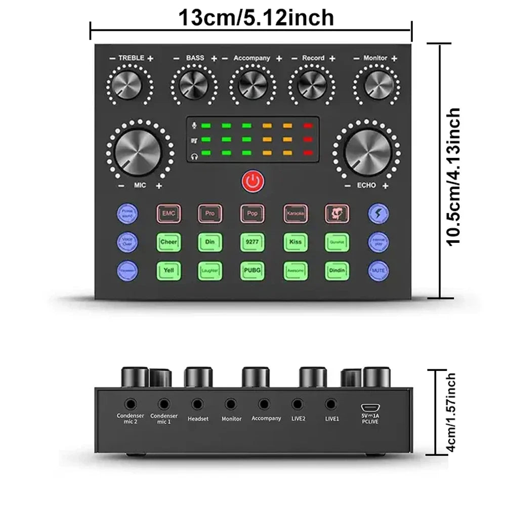 V8S Live Sound Card Microphone Bundle - Podcast Recording Equipment Kit for Music, DJ, Disco & Live Streaming