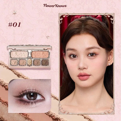 Flower Knows Moonlight Mermaid Eyeshadow Palette – 5-Color Matte, Shimmer & Glitter Waterproof Eye Shadow