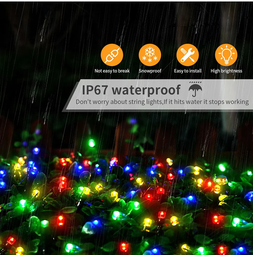 2025 LED Christmas & New Year Fairy String Lights — White/Warm/RGB Waterproof Party & Wedding Decoration