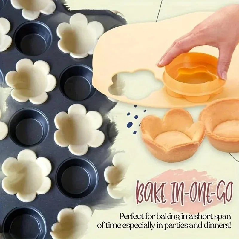 Flower-Shaped Pastry Dough Tamper Set – Cake & Biscuit Mold Press, Creative Pie Cutter & Baking Cup Shaping DIY Kitchen Tool
