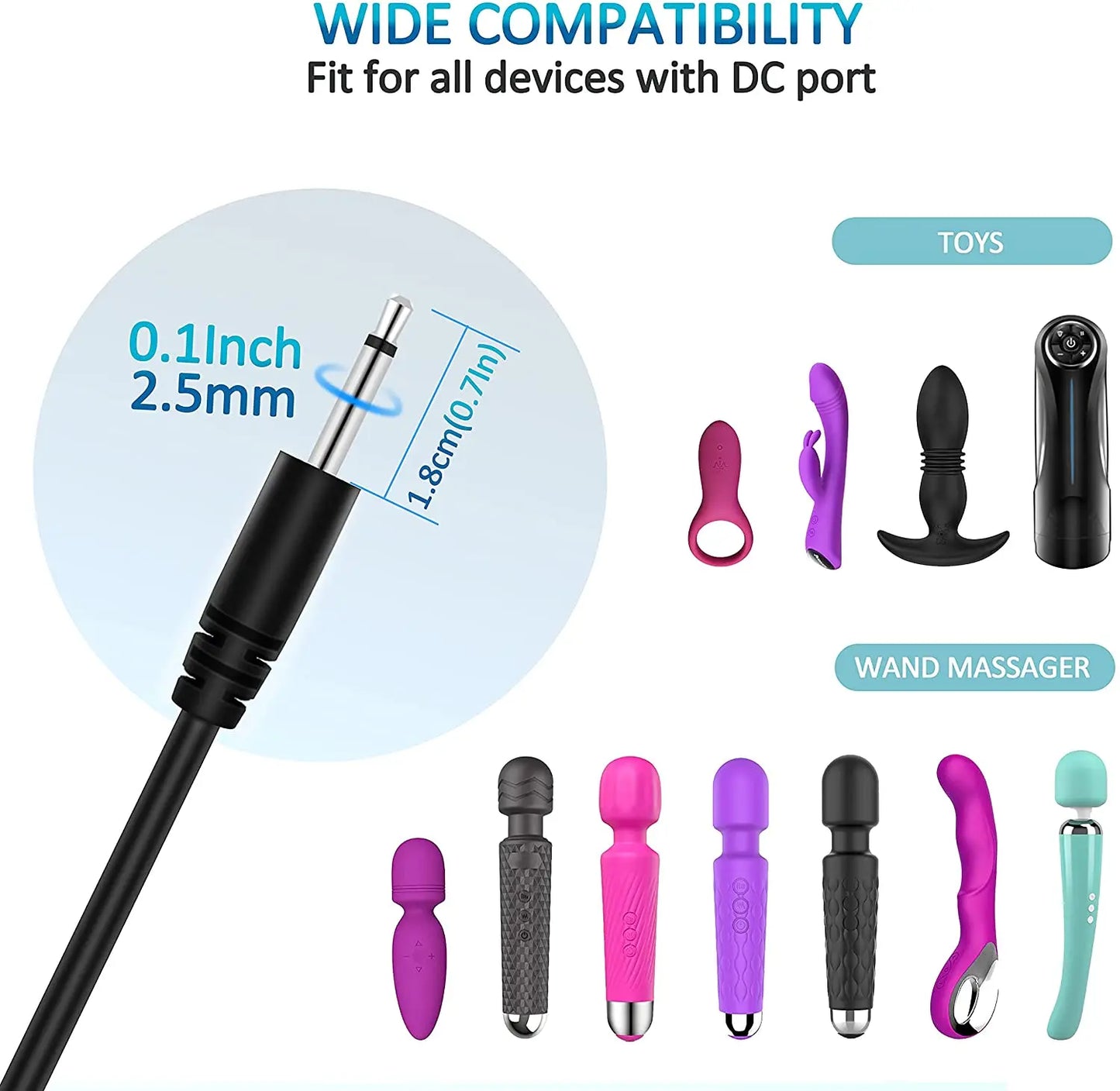 2.7Ft USB to 2.5mm DC Charging Cable – Fast Charging Replacement Cord, 2-Pack