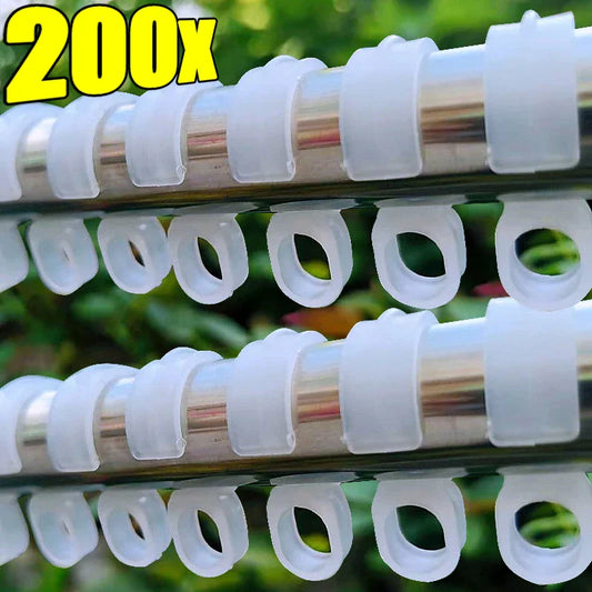 10/200PCS Windproof Hanger Hooks – Anti-Slip Clear Plastic Clothes Hooks for Drying Rack, Household Rod Buckles