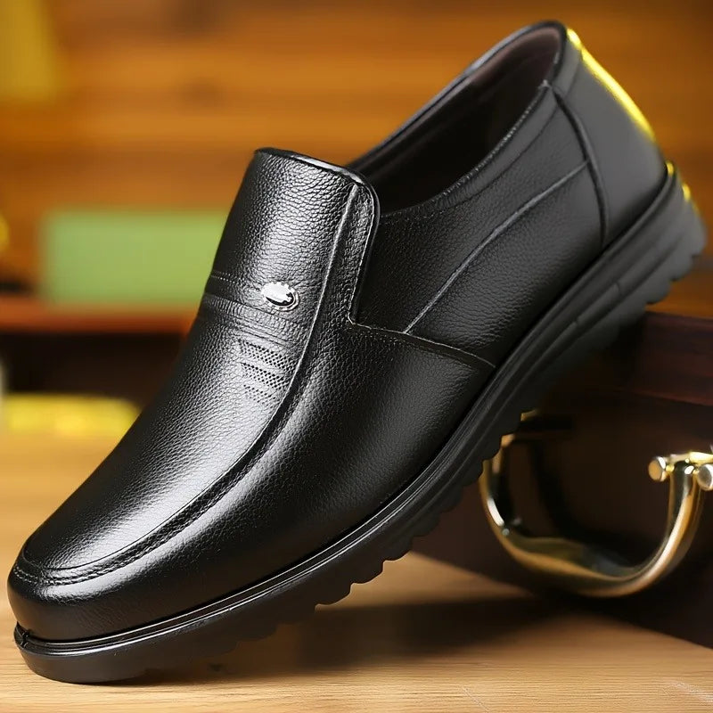 Men’s Handmade Genuine Leather Loafers - Soft Breathable Slip-On Business Casual Driving Shoes