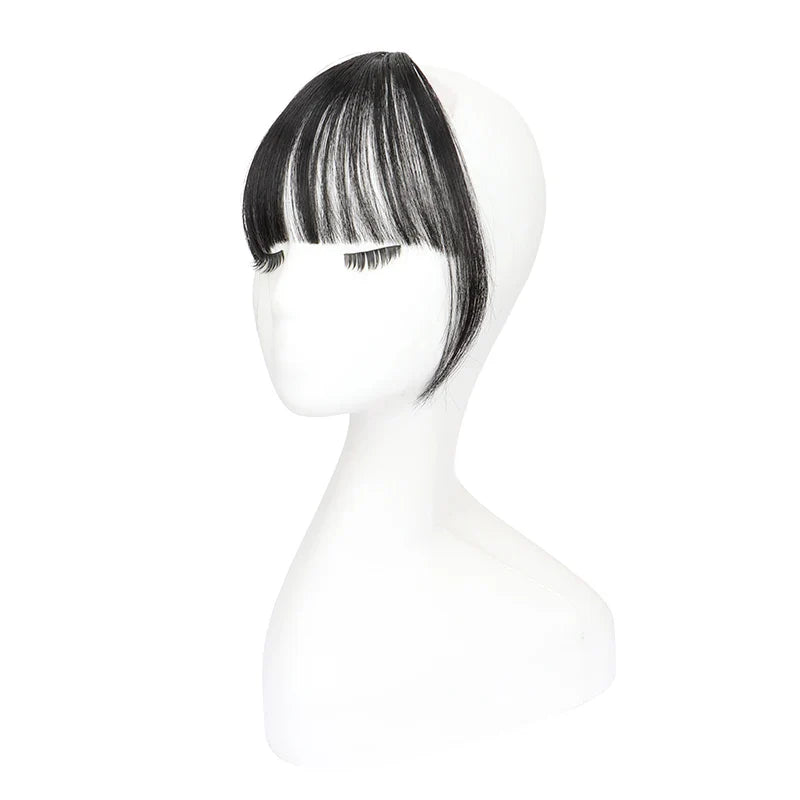 Synthetic Invisible Air Bangs Hair Extensions – Fake Front Fringe Hairpiece, Black & Brown Clip-In Bangs for Women
