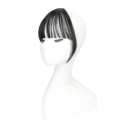 Synthetic Invisible Air Bangs Hair Extensions – Fake Front Fringe Hairpiece, Black & Brown Clip-In Bangs for Women