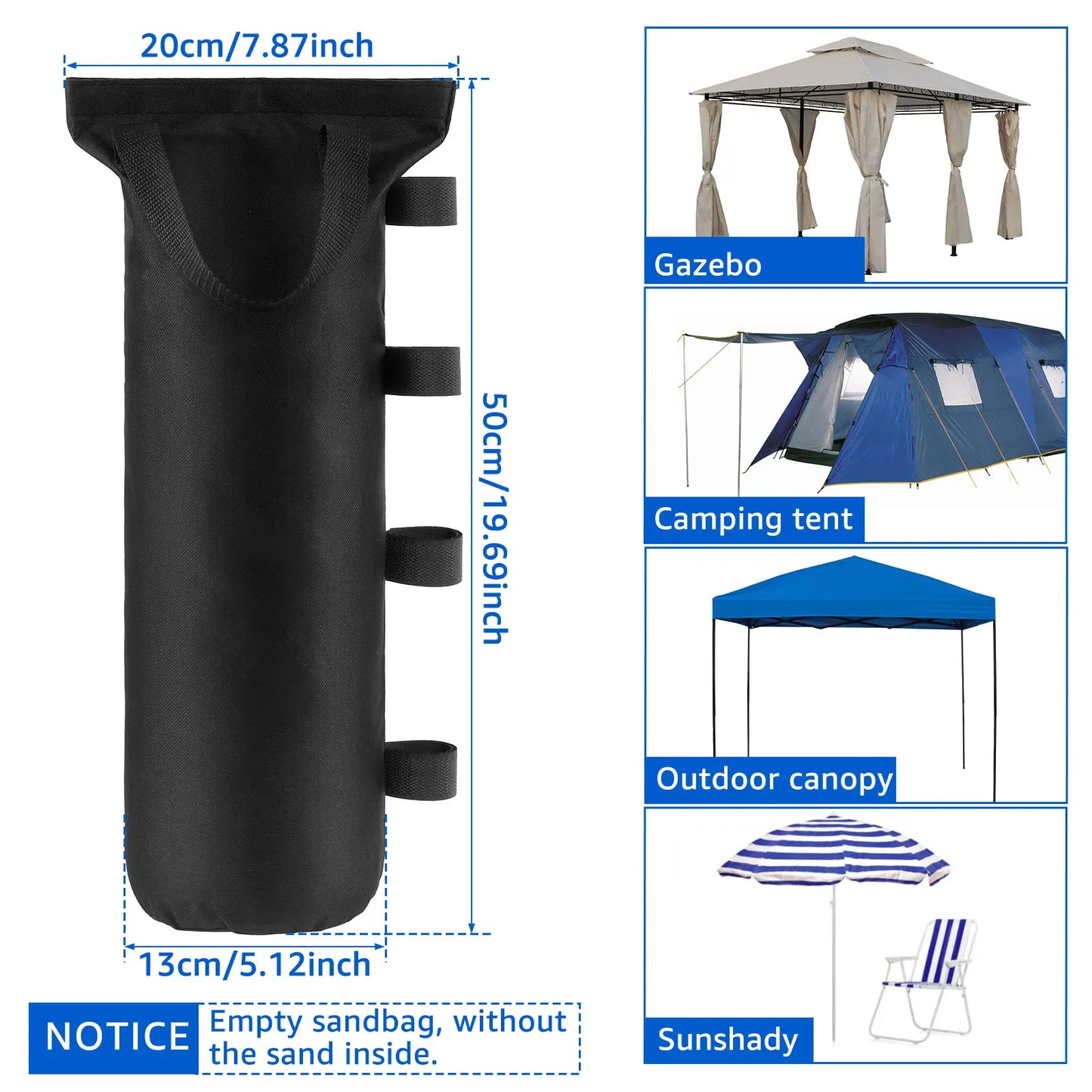 4Pcs Canopy Weight Bags - Oxford Cloth Reusable Sandbags with Handles for Tents & Canopies